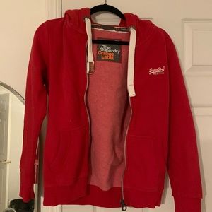 Superdry Red Zip Up Hoodie